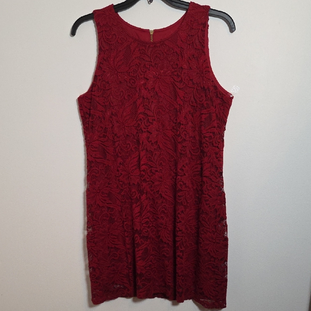 RN Studio Red Sleeveless Lace Sheath Mini Dress NWOT
